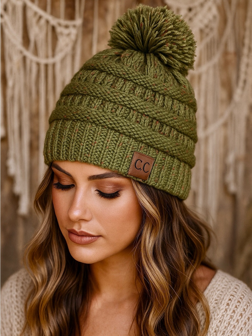 C.C Olive Confetti Beanie